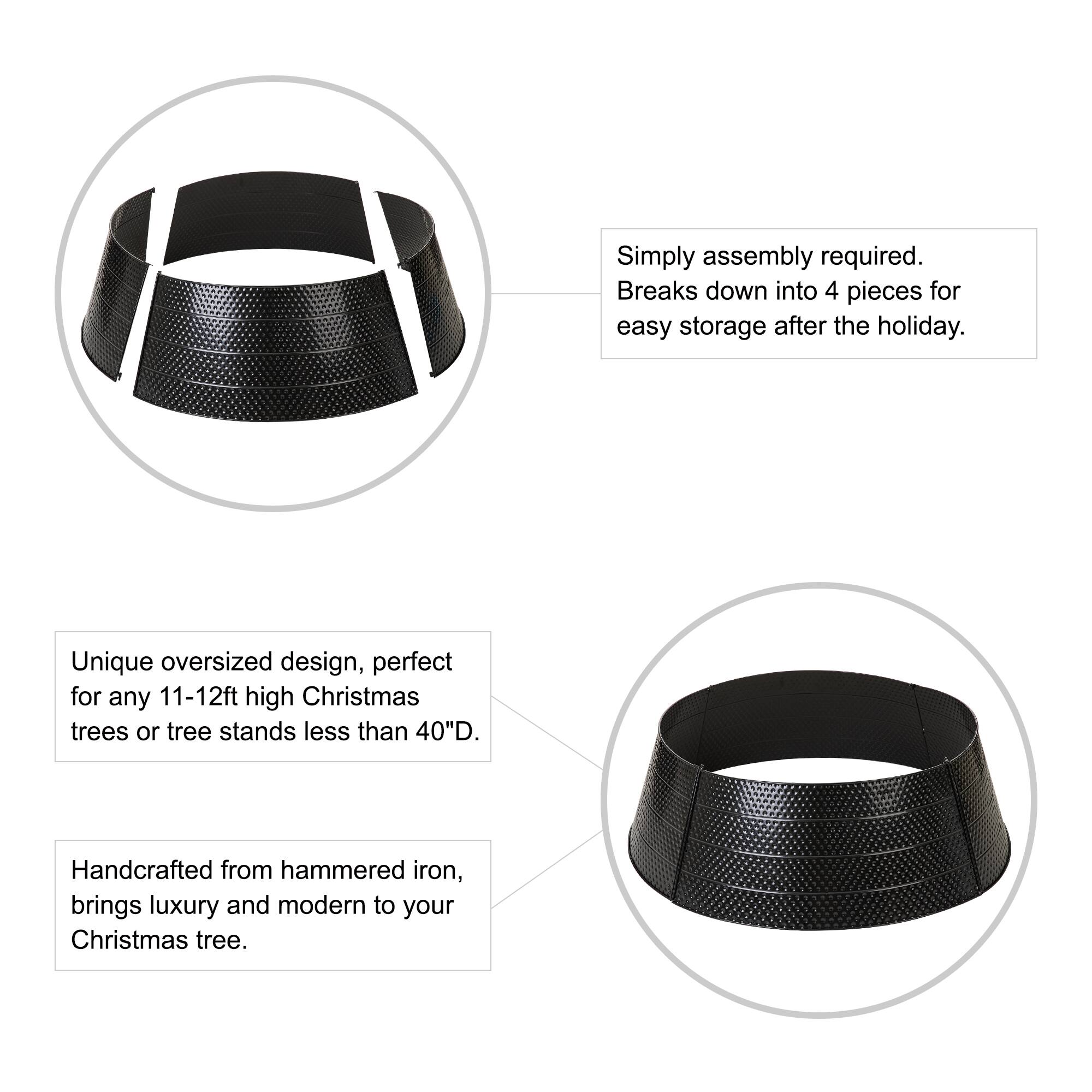 Glitzhome® 40.5" Christmas Black Hammered Metal Tree Collar